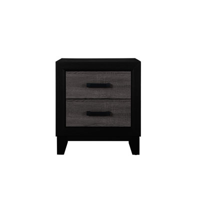Table de chevet 2 tiroirs rustique en bois gris foncé et noir de style urbain, tiroirs spacieux, finition en papier, fabrication de panneau de particules, profondeur de 21,69 po, poids de 58,06 lb avec apparence, incrustation,