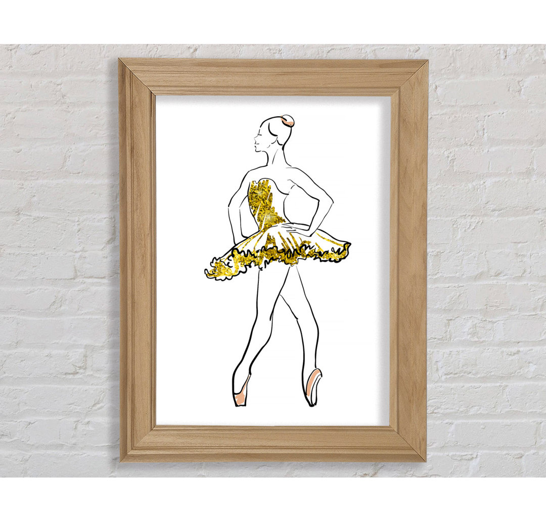 Golden Pink Ballerina 1 Gerahmter Druck