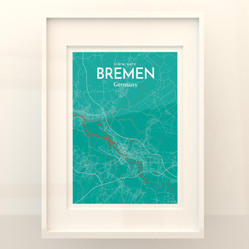 Bremen City Map, impression, H 24 po x l 18 po x P 0,05 po, Naturel