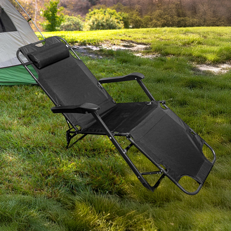 Royalford Folding Camping Chair for Adults, Adjustable Backrest, Neck Support