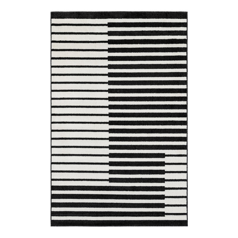 Latitude Run® Namsen Nikolis Rug Black, Rectangle 5'1" x 8'