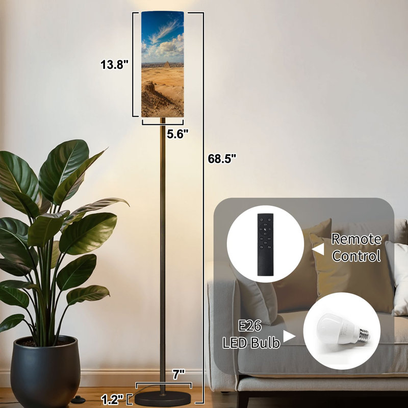 Lampe sur pied grande pyramide Gizeh Égypte moderne lampe sur pied avec télécommande interrupteur au pied ampoule abat-jour grand poteau d'angle pour le salon chambre bureau