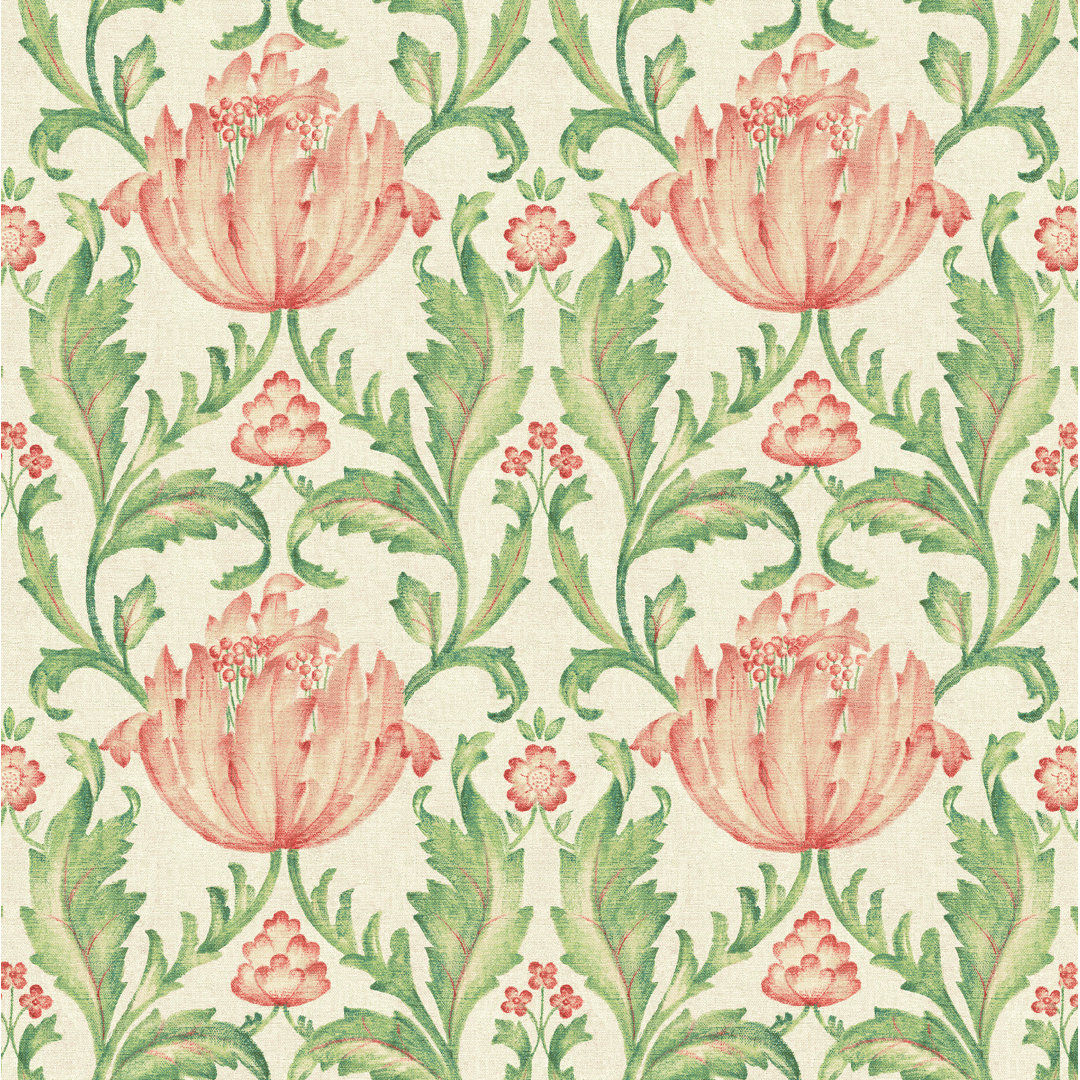 Charmed Beauty Floral 18' L x 20.5" W Peel and Stick Wallpaper Roll Red Barrel Studio® 