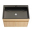 Armoire murale de salle de bain 28 po avec lavabo en acier inoxydable et tuyau de drainage flexible, porte à fermeture en douceur 28 po