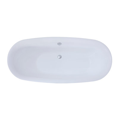 Kingston Brass Aqua Eden 67-Inch Acrylic Oval Double Ended Freestanding Tub with Drain