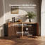 Buffet 65 po avec portes en bois à double arc et tablettes réglables, brun clair-240417979