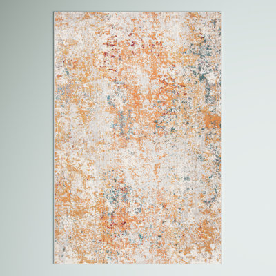 Besfort Abstract Ivory/Orange Area Rug