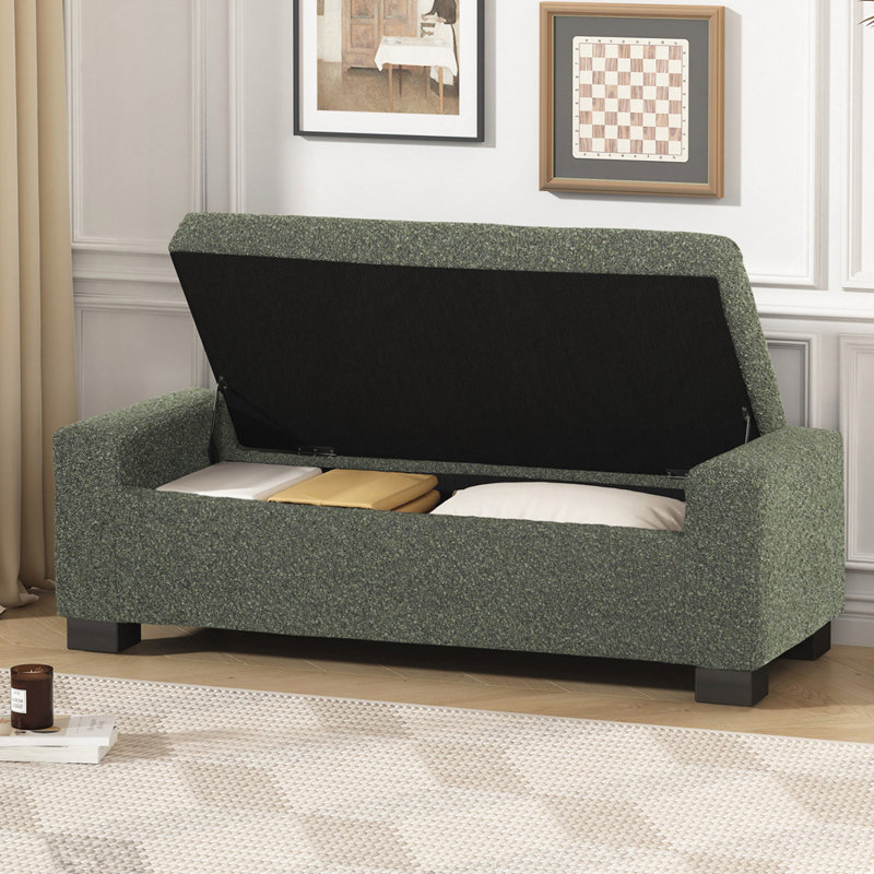 Banc repose-pieds, repose-pieds rectangulaire avec rangement caché, Vert noirci