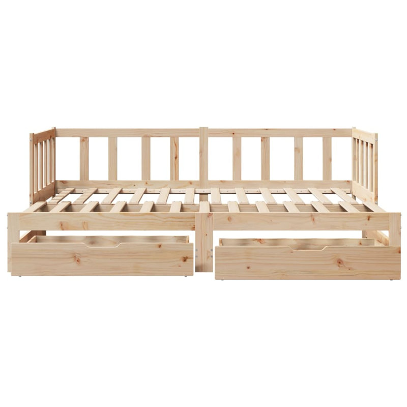 Segura Solid Wood with Trundle, Natural, European Single (90 x 200cm)