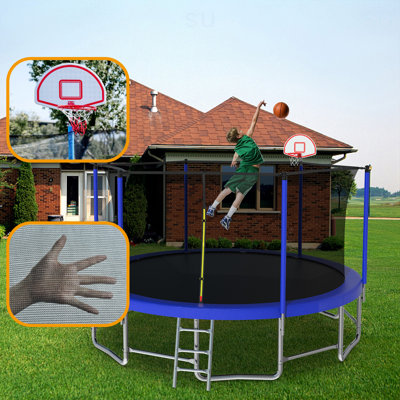 15FT For Kids Children With Safety Enclosure Net Outdoor Backyards Large Recreational Trampoline