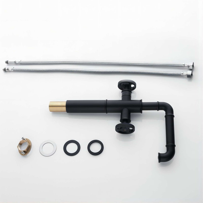 roind Industrial Style Round Handle Vessel Sink Bathroom Faucet, Matte Black