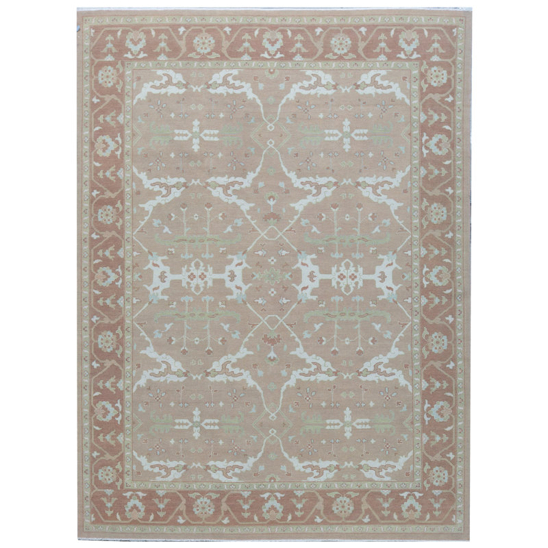 Cotton Oriental Area Rug in Rust
