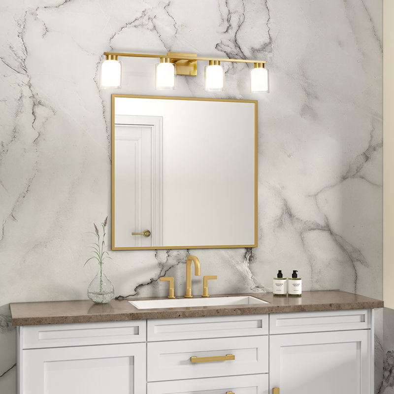 Ensemble de meuble-lavabo 3 lumières Rayes, Laiton