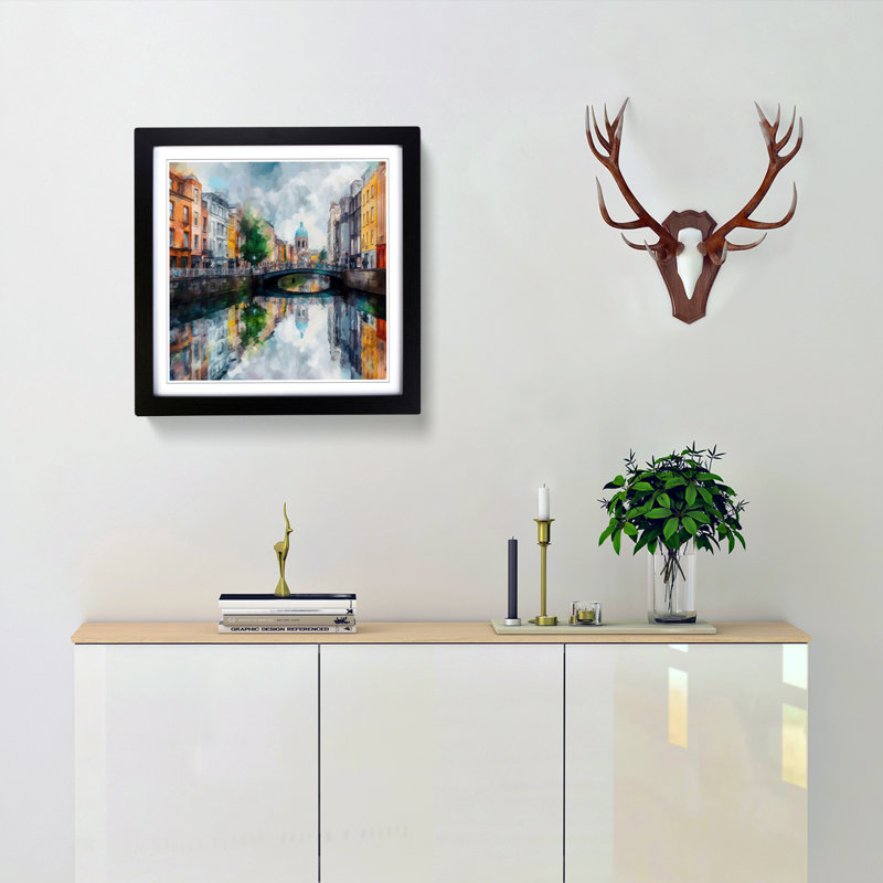 City Of Dublin Impressionism - Framed Print, Black