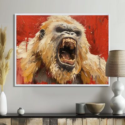 Beige rouge frénésie Bigfoot - impression d'art mural Bigfoot