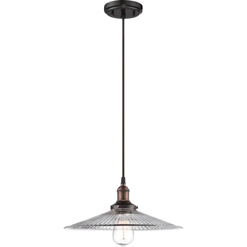 Luminaire suspendu conique à 1 lumière Lewandowski, Bronze rustique