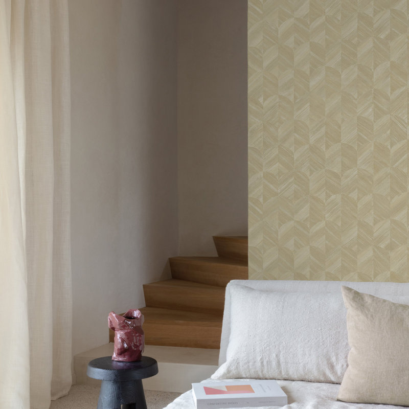 Surfaces Collection Geometric Prism Wallpaper Roll, Gold