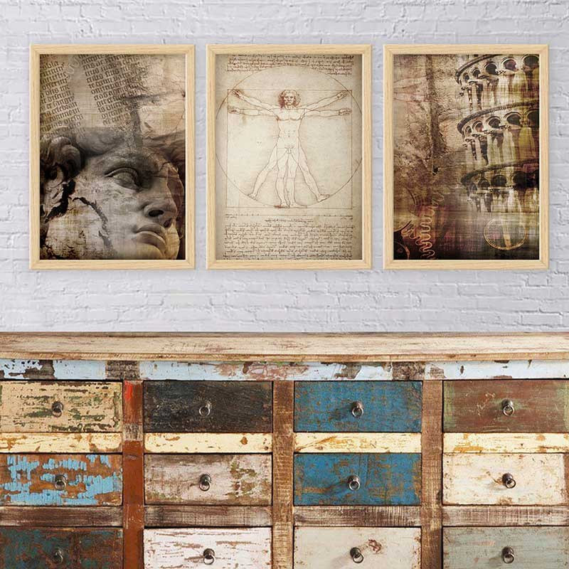 Superbe ensemble de peintures décoratives encadrées (3 pièces) de 21,7 po x 29,5 po chacune | Cadre 100% bois avec polystyrène de 0,8 pouce | Impression numérique UV | Parfait pour la décoration murale de salon, de bureau et de galerie