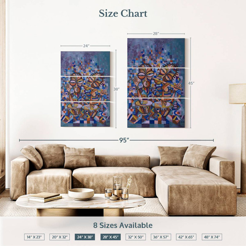 Abarca Drummer And Flutist II, 38" H x 24" W