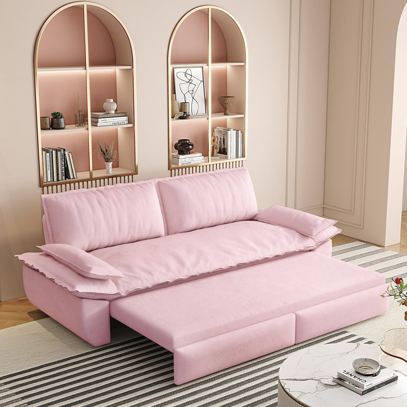 Canapé-lit convertible grand 73,2 po, canapé-lit convertible 3 en 1, Rose