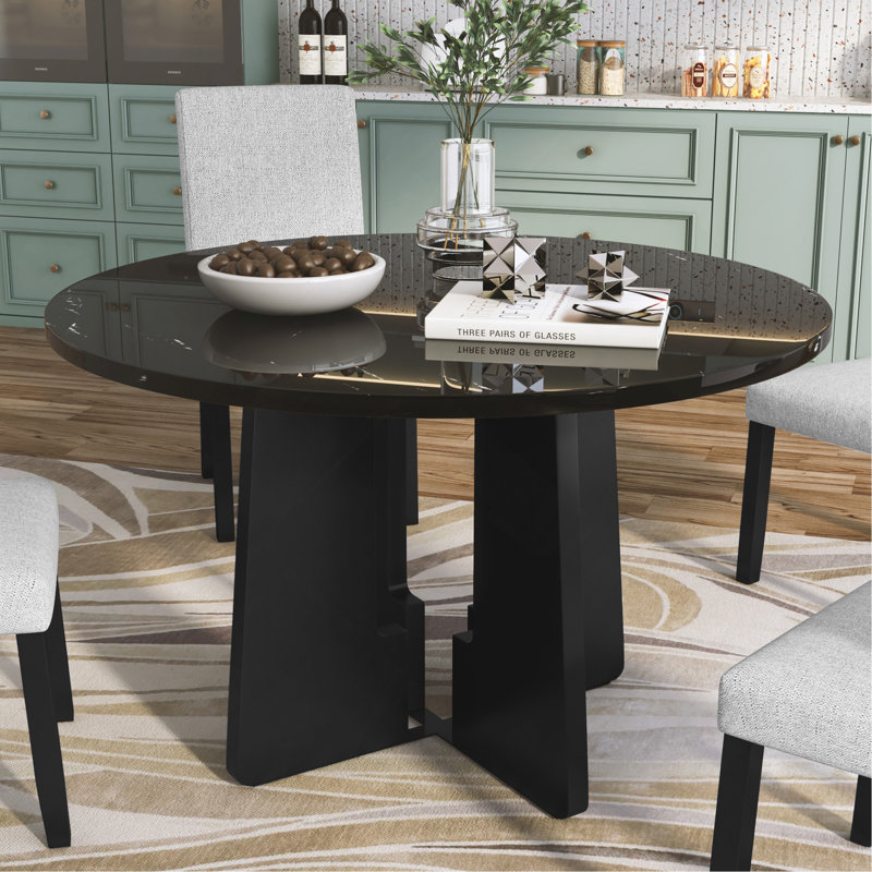 Table de salle à manger ronde pour 4 personnes, table de salle à manger de cuisine moderne, table de salle à manger ronde de 43 pouces pour le salon de la cuisine