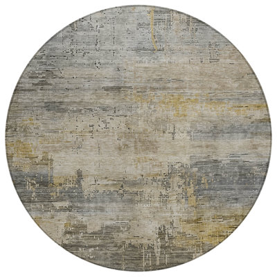 Thornyx Pewter Washable Indoor-Outdoor Rug - LOOMLAN