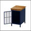 Table de chevet avec armoire de rangement et plateau en bois massif, table de chevet, table basse d'appoint pour chambre à coucher, salon, bleu foncé