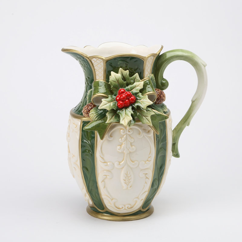 Ceramic Holly Pitcher 56 oz