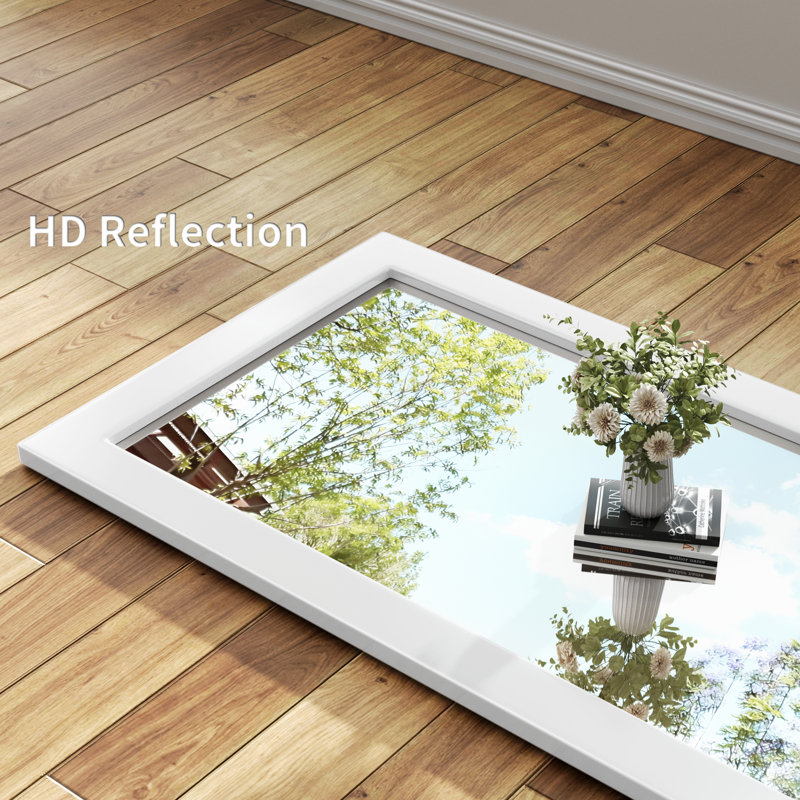 Wooden Frame Flat Mirror, 71" x 32", White