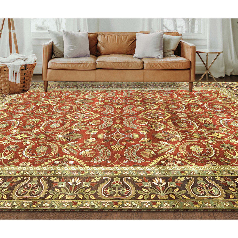 High-Quality Hand-Knotted Wine And Plum Area Rug