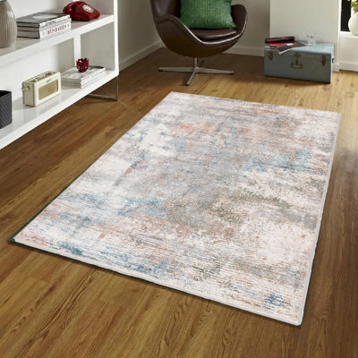 Tapis bleu, brun, gris et blanc Elaxi