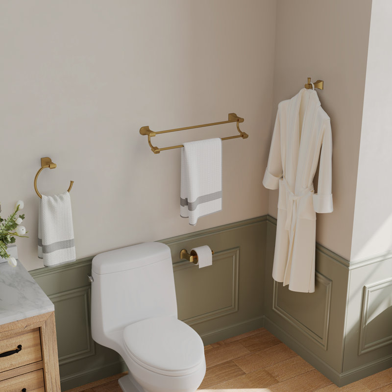 4-Piece Bathroom Hardware Set, Brushed Gold