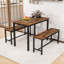 Ensemble de table à manger compacte 3 pièces pour 4 personnes - Bancs escamotables pour petits espaces-505185535
