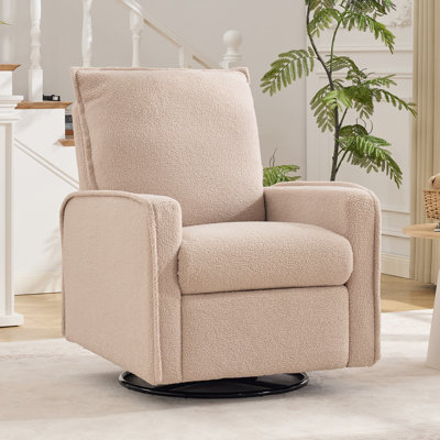 Sherpa Upholstered Manual Swivel Glider Rocker Recliner Nursery Chair