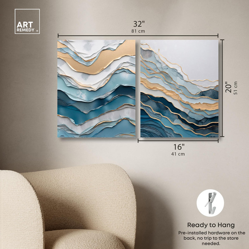 Golden Waves, H 20 po x l 16 po, Toile tendue