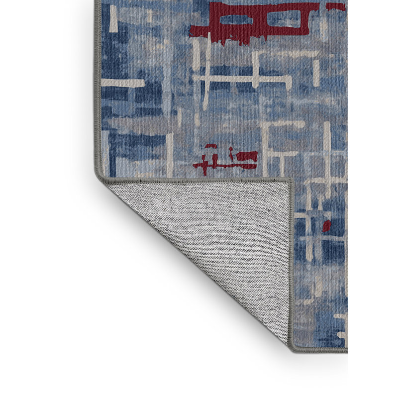 Machine Washable Gray Area Rug, Rectangle 3' x 5'