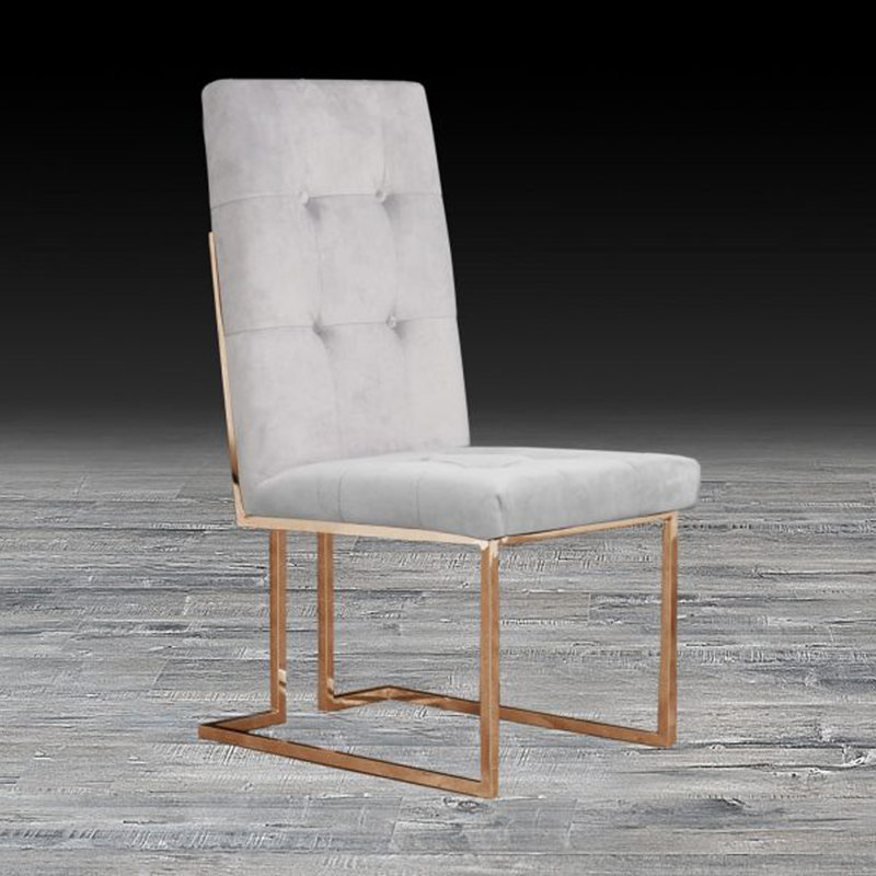 Chaise d'appoint en velours touffeté Jolle, Gris, Or