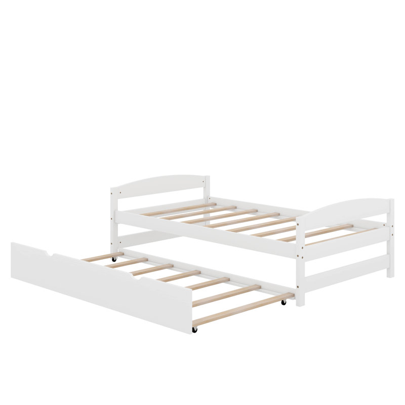 Lit plateforme simple avec lit gigogne, Blanc