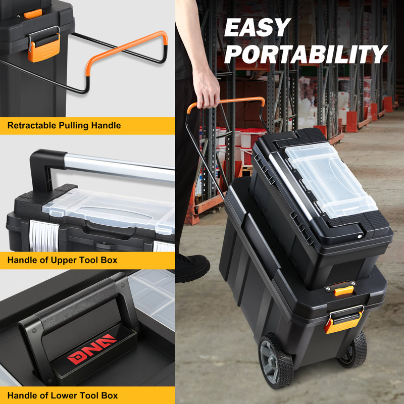 2-Tier Stackable Separate Hand Case Tool Boxes Trolley