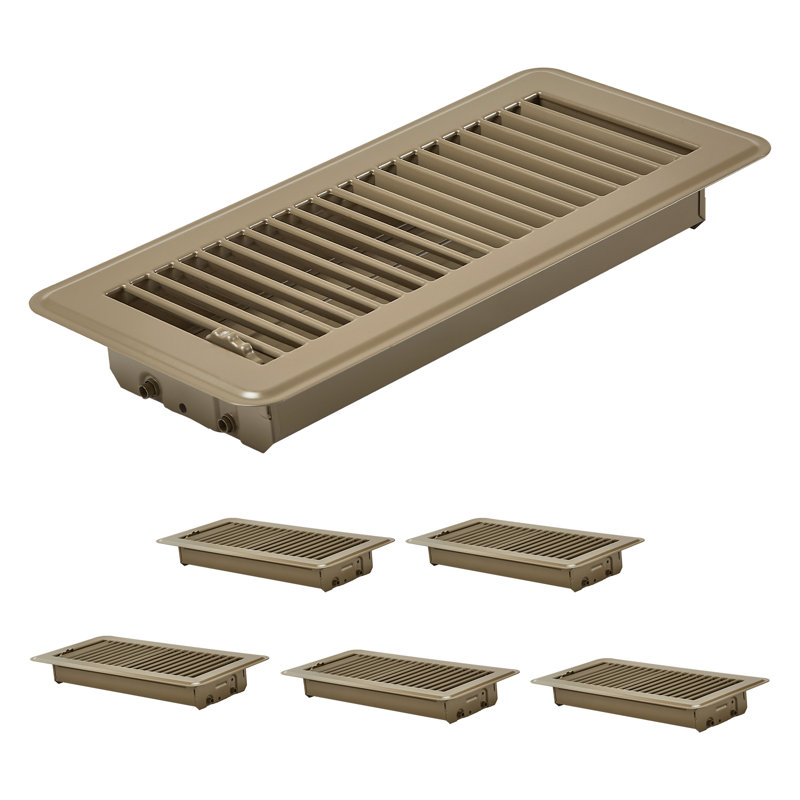 Paquet de 6 évents de plancher en fer pour grilles de ventilation CVC brun