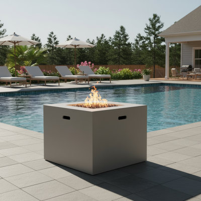 31-Inch  Square Fire Pit - 40,000 BTU (Light Grey)