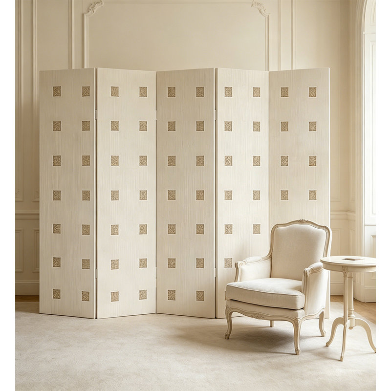 Écran de chambre pliable en cèdre crème, 5, H 74,8 po x l 98,4 po x P 1,2 po