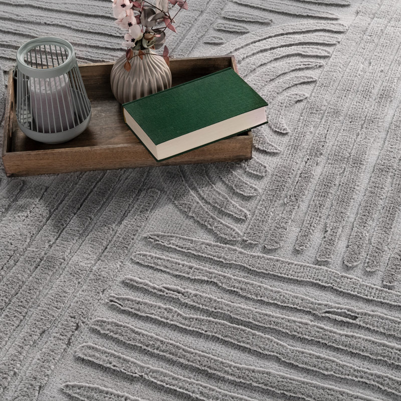 Lelystad Geometric Area Rug, Rectangle 120cm x 160cm, Light Grey
