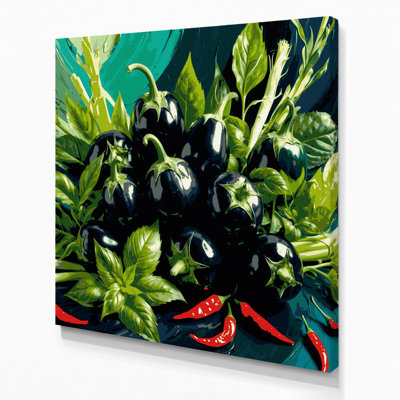 Légumes, aubergine, art mural gris sur toile