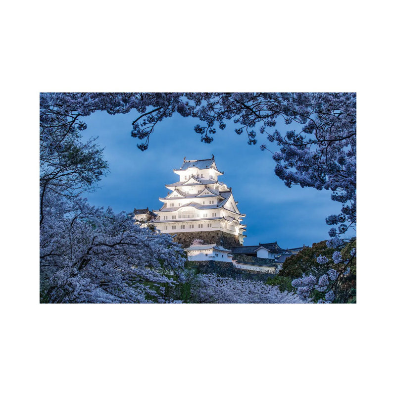 Himeji Castle At Night by Jan Becke - Wrapped Canvas Print, 20.32 cm H x 30.48 cm W