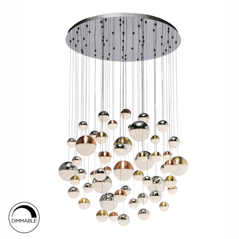 Avocet 55 - Light LED Cluster Pendant, 121cm H x 83cm W x 83cm D