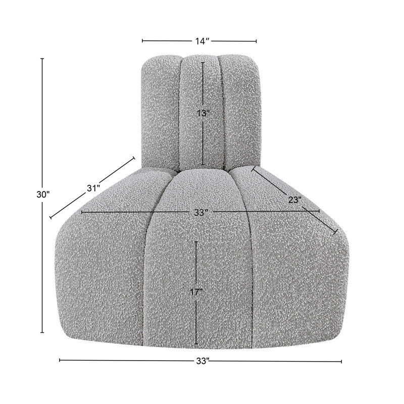 Chaise d'appoint rembourrée Hovanec, Tissu gris bouclé