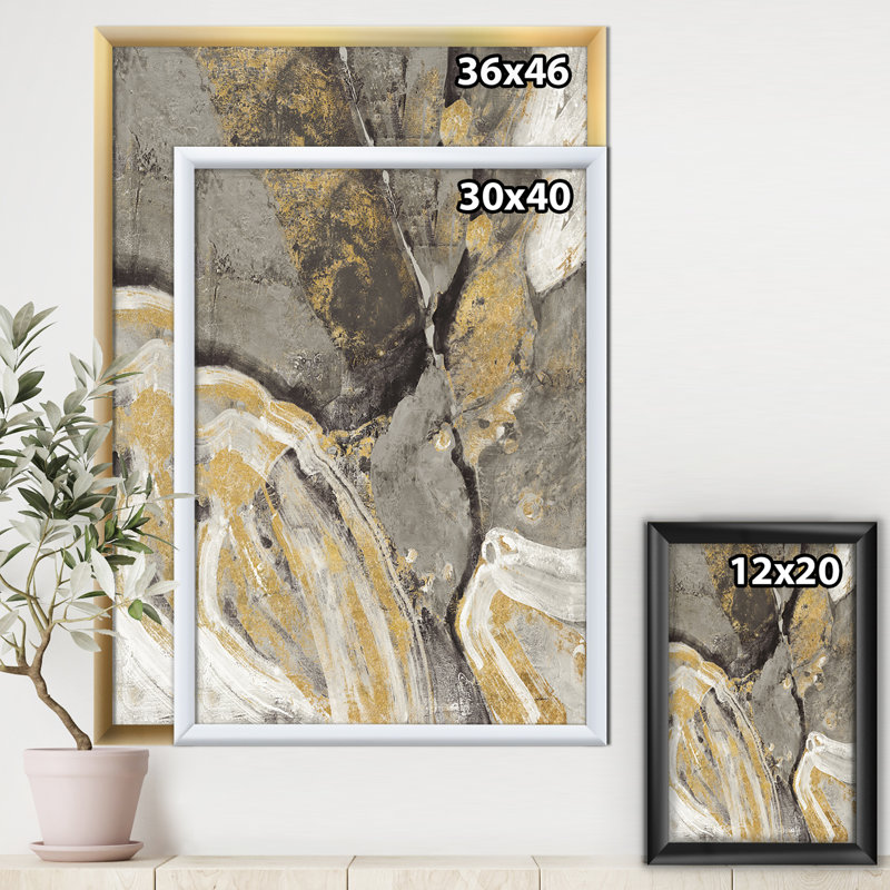 " Glam Phoenix Neutral ", 46" H x 36" W x 1.5" D, White Framed