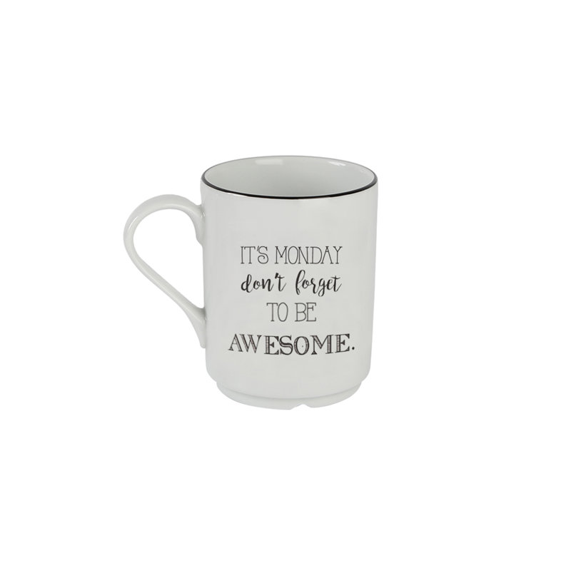 Be Happy White Ceramic 4-Piece Mug Set