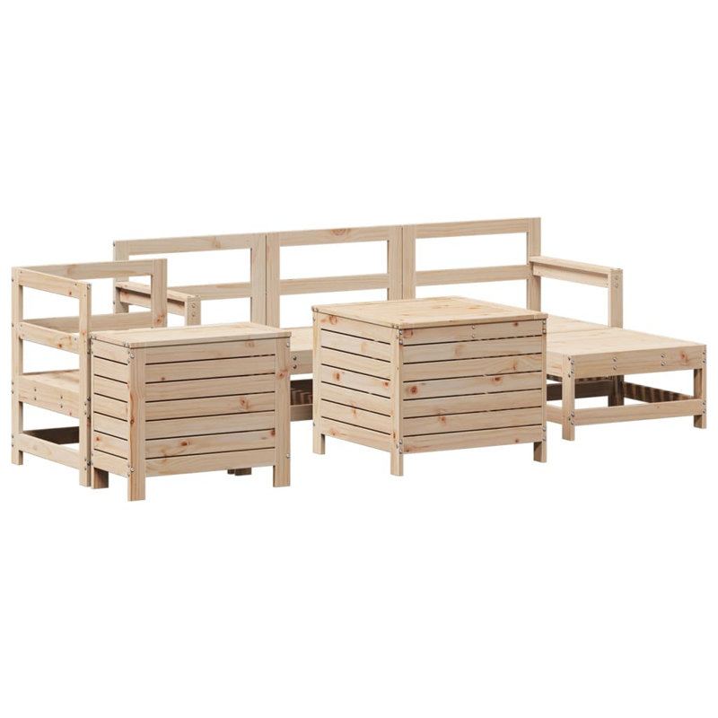 7 Piece Garden Sofa Set Solid Wood Pine